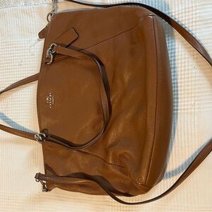 Coach Brown Leather Shoulder Bag with Pebbled Finish